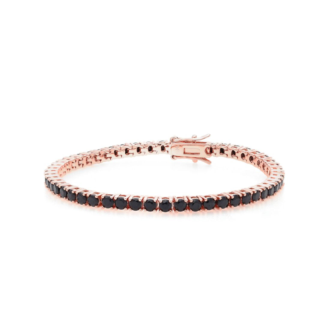 Tennis Bracelet Rose Gold Black Round Stone 0.1 Carat