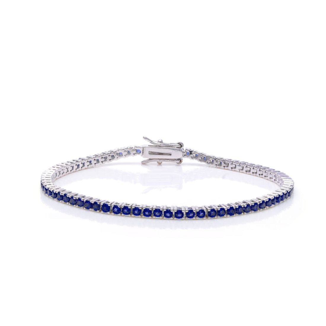 Tennis Bracelet White Gold Blue Round Stone 0.06 Carat