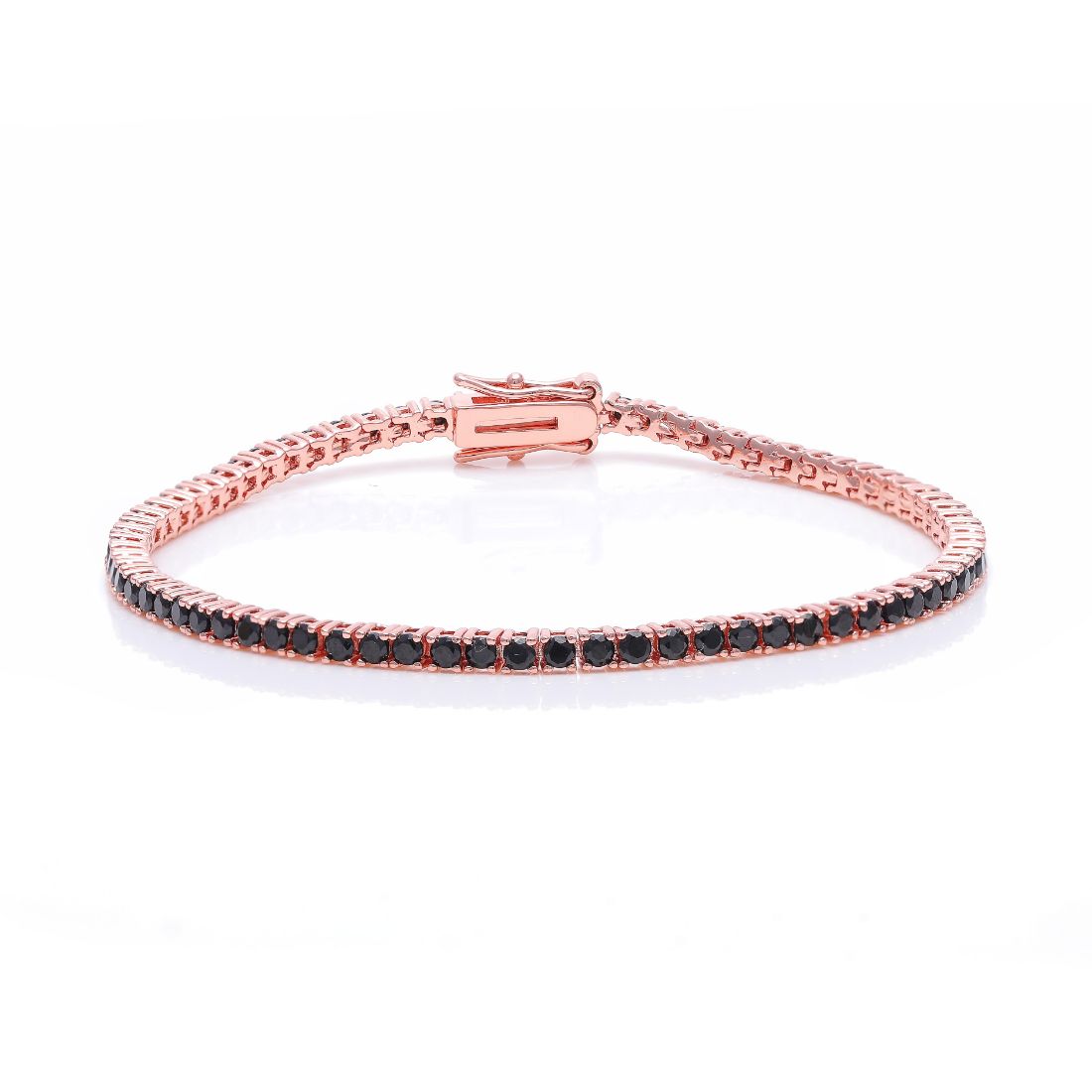 Tennis Bracelet Rose Gold Black Round Stone 0.06 Carat