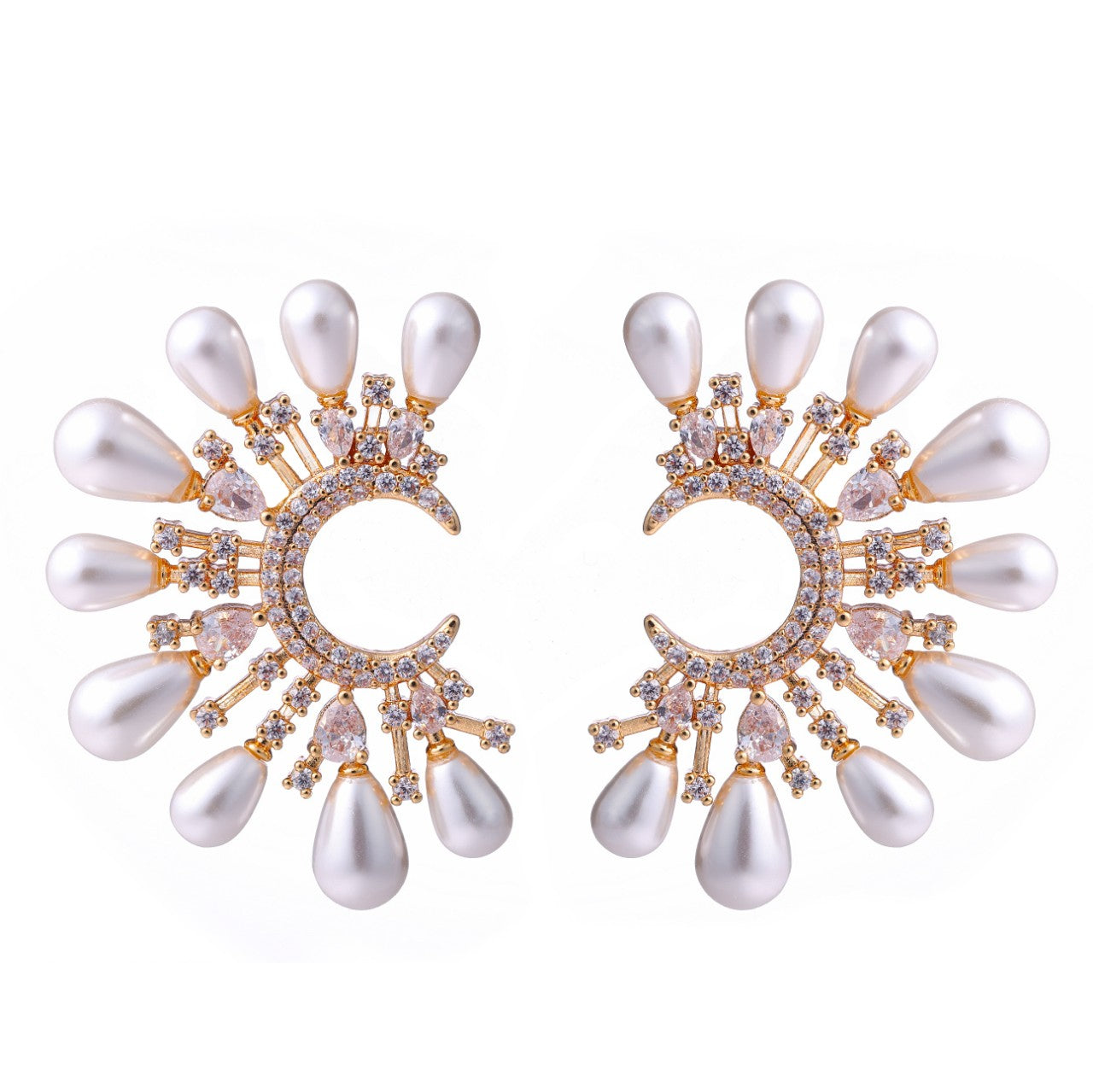 Pearly Mathy Curved Evening Earrings