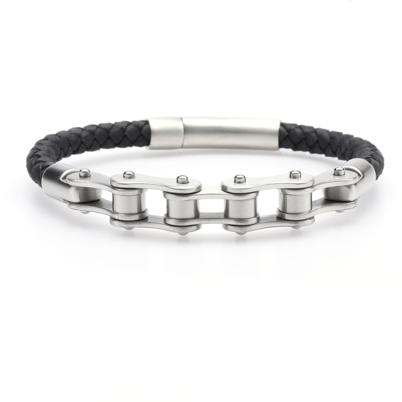 Dabio Silver Leather Men's Bracelet