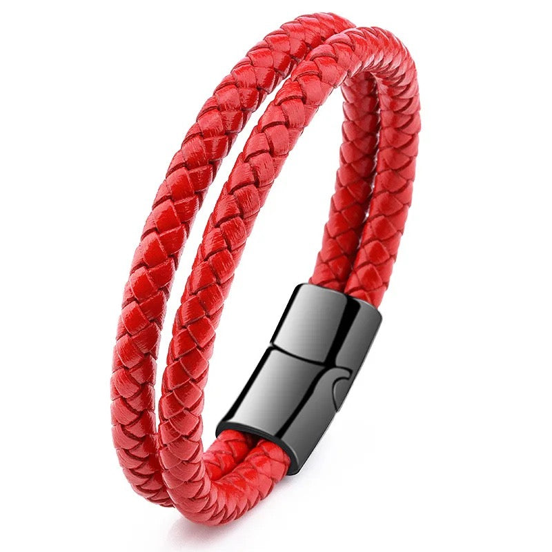 Parallel Twins Leather Men's Bracelet