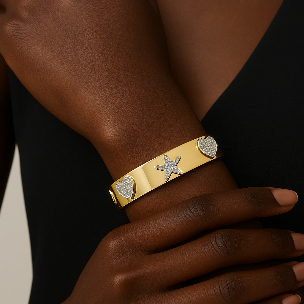 Stars & Hearts Bangle Bracelet