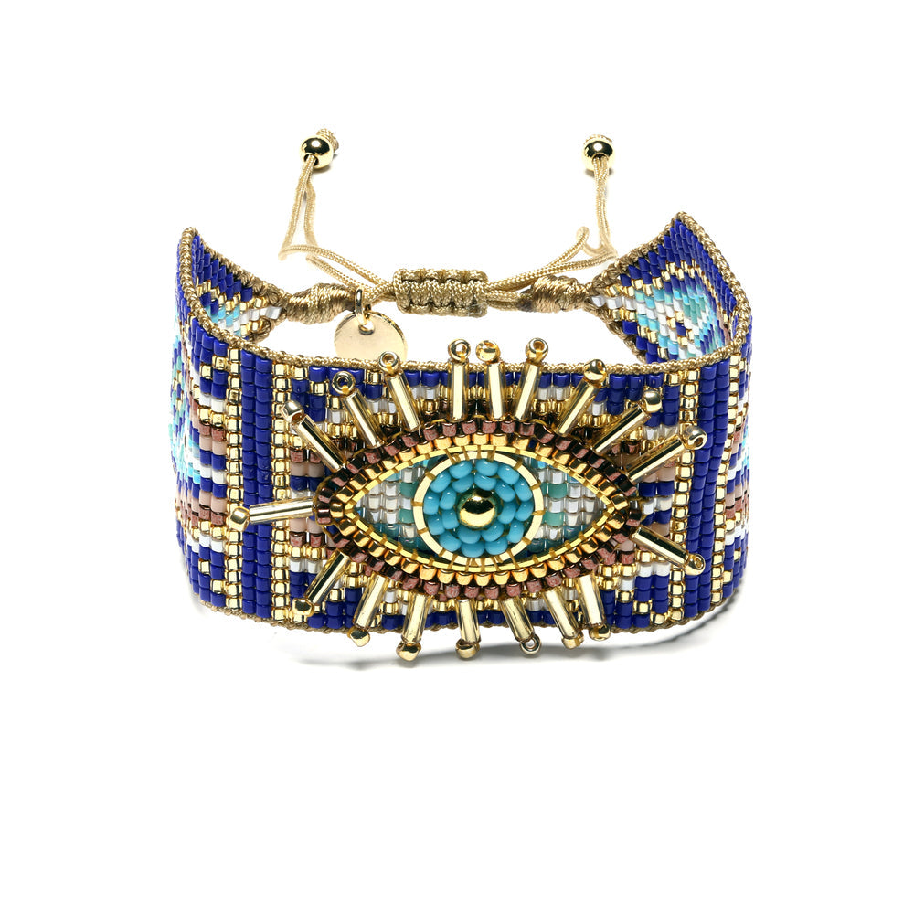 Fantastic Details Eye Blue Beaded Bracelet