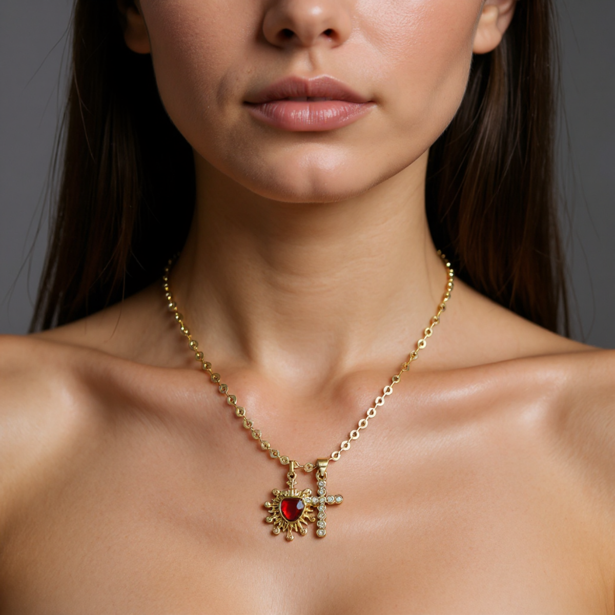 Heart & Cross Casual Necklace