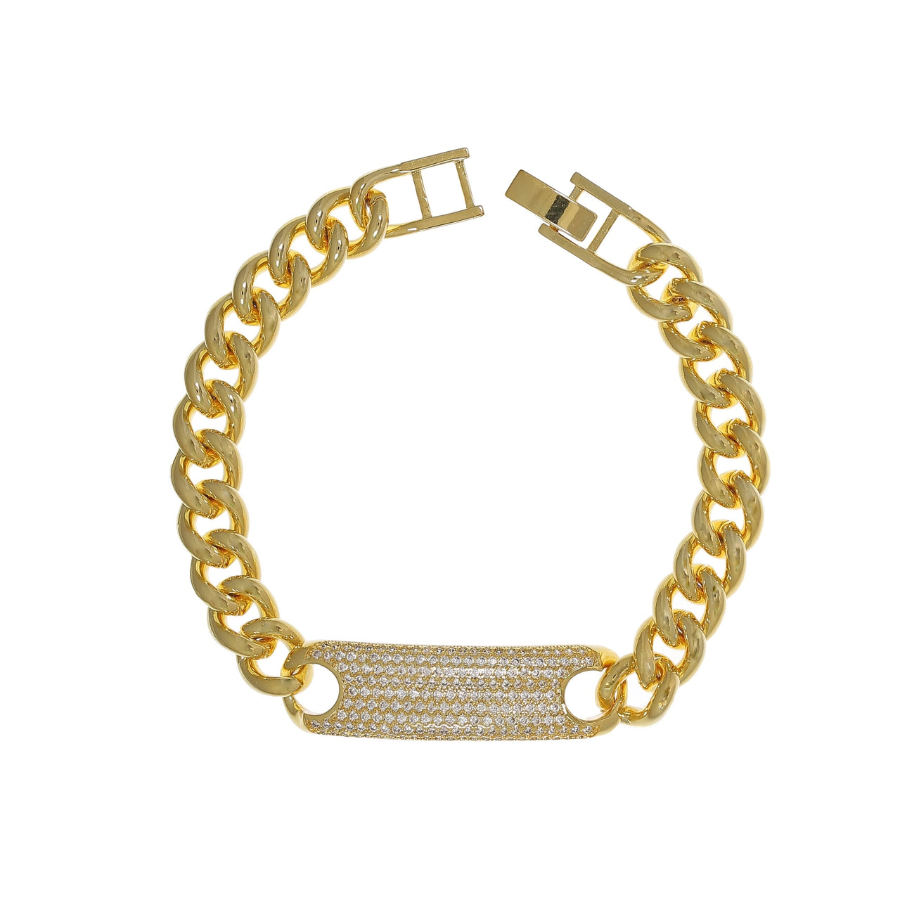Rectangle Cut Yellow Gold Chain Bracelet