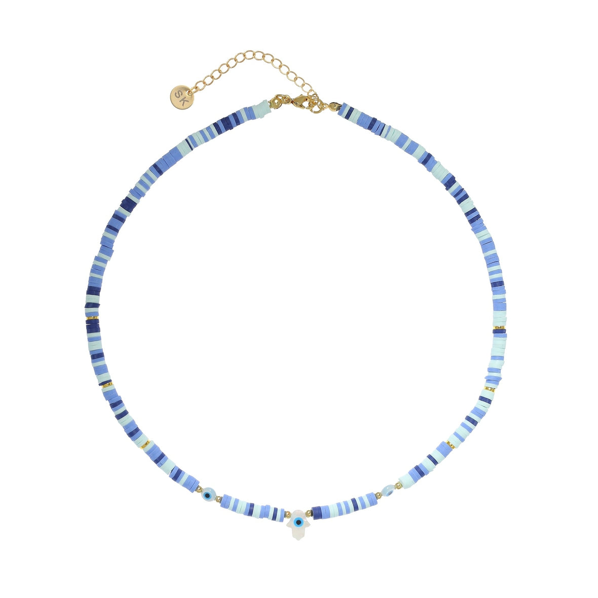 Hand Of Fatima Blue Surfer Necklace