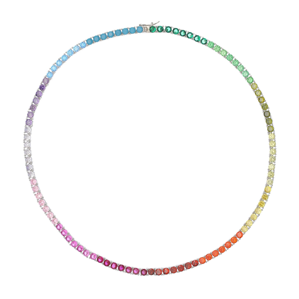 Clara Silver Rainbow 0.25 Carat Tennis Necklace