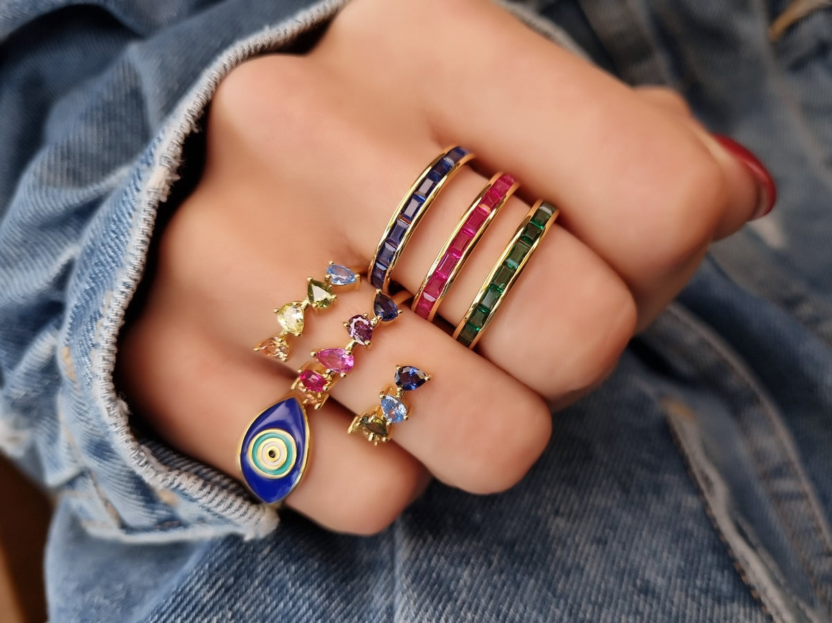 Multi Spark Triple Line Casual Ring