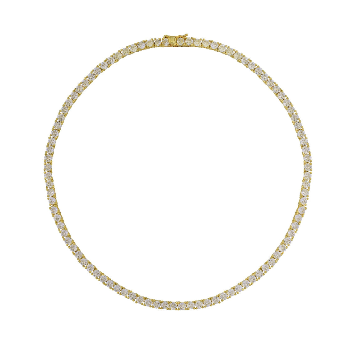 High End Tennis Necklace Yellow Gold Round 0.17 Carat