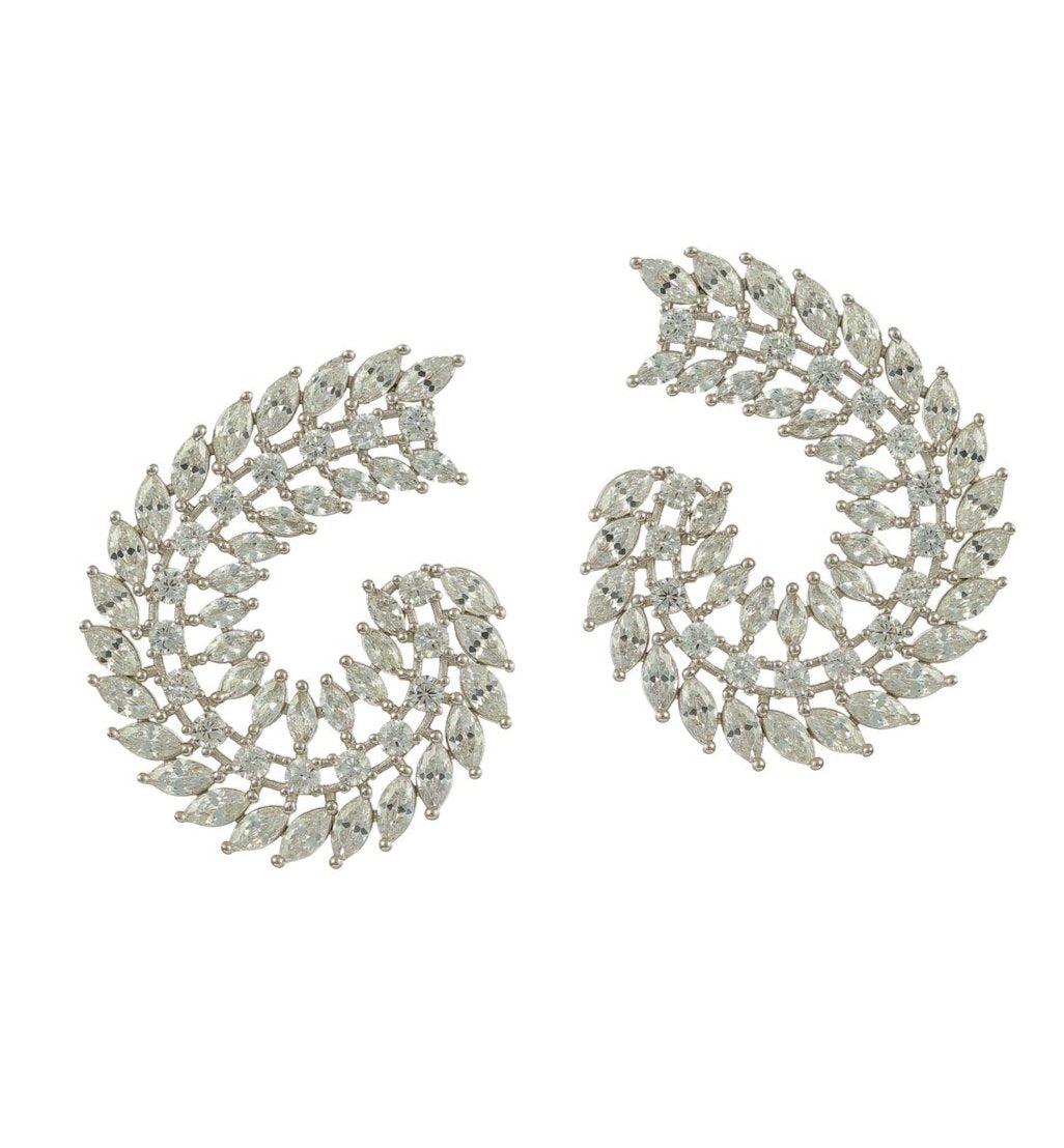 Glossy Curved Leaves Evening Earrings