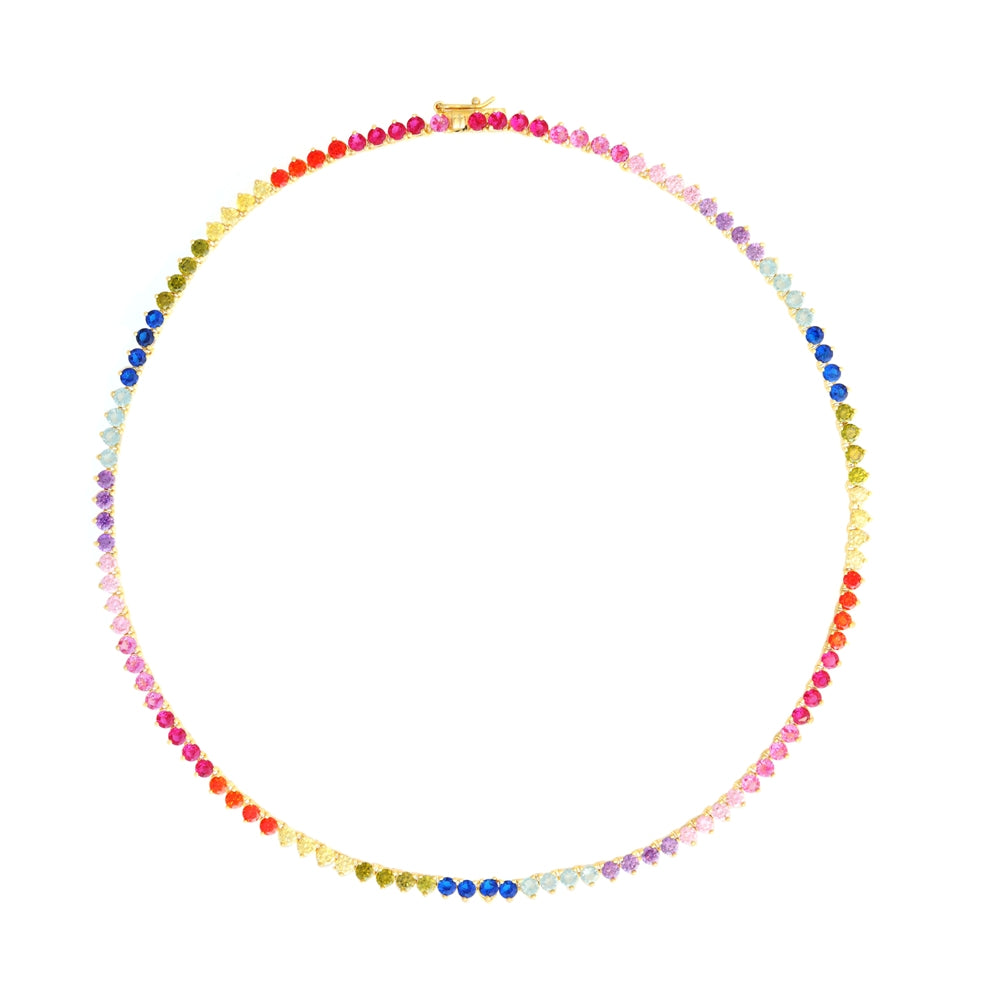 Tania Mini Hearts Rainbow 0.2Ct Tennis Necklace