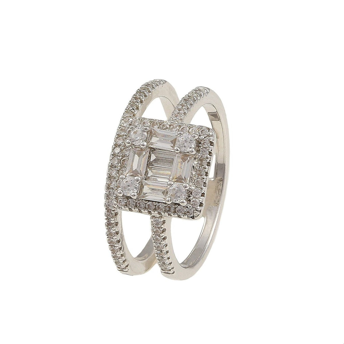 Double Step Central Solitaire Ring