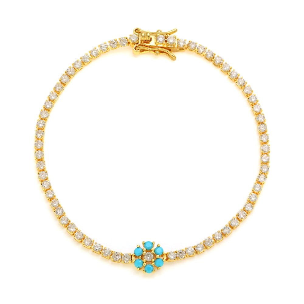 Ray Turquoise Flower Casusal Tennis Bracelet