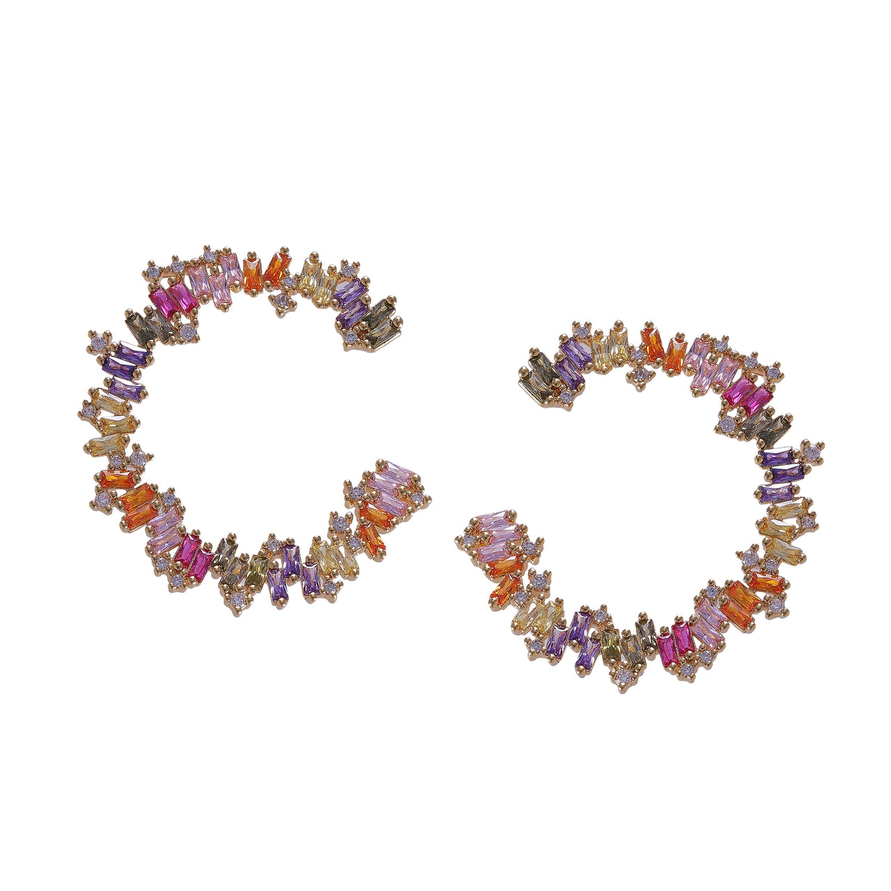 Flowery Curved Rainbow Earrings