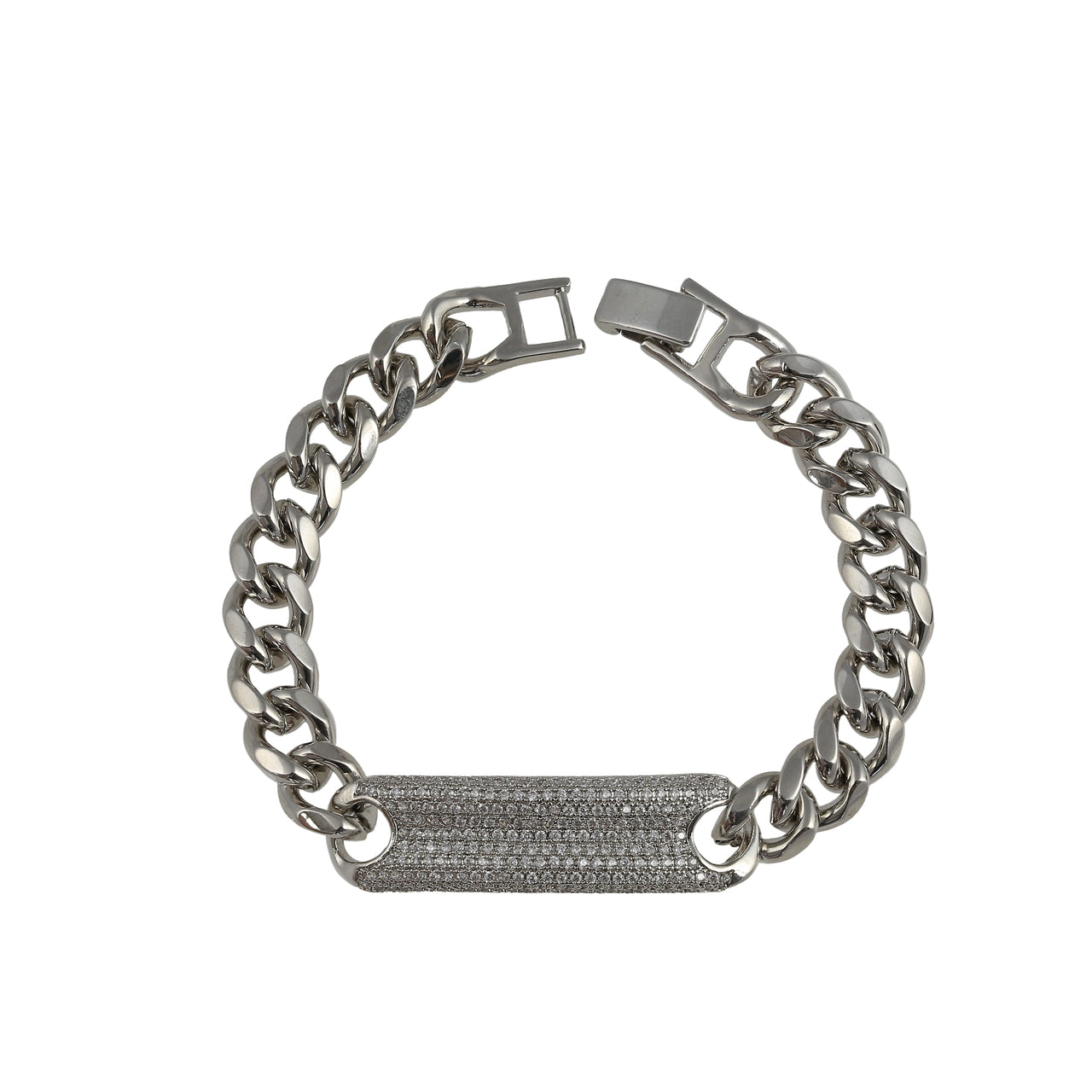 Rectangle Cut White Chain Bracelet