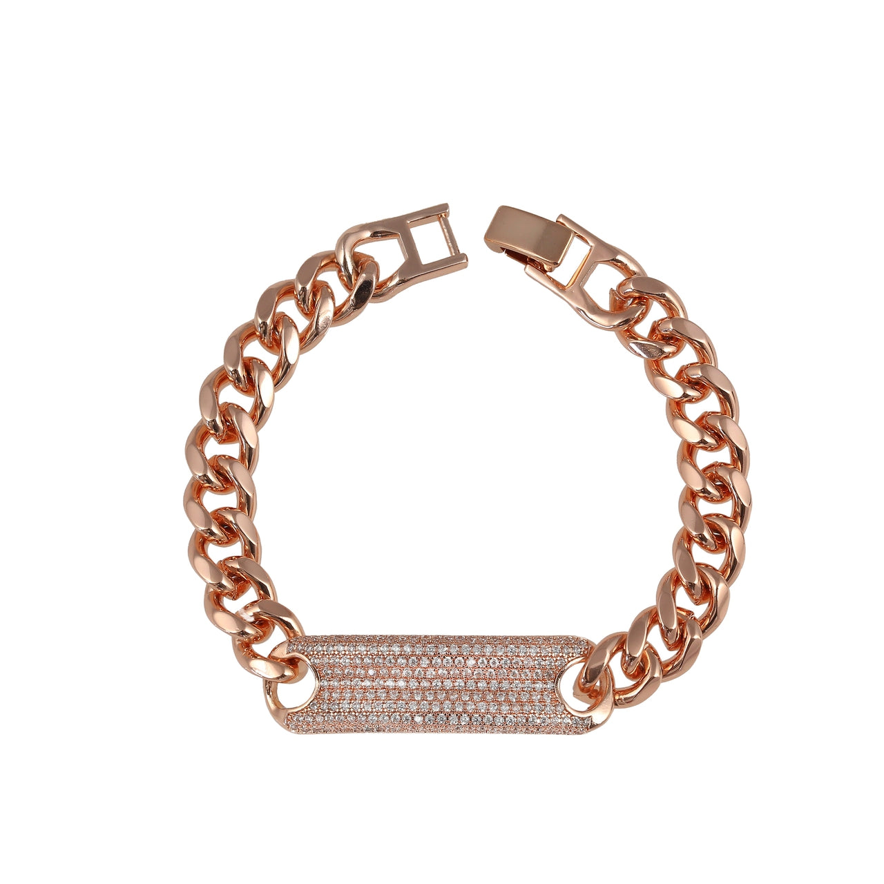 Rectangle Cut Rose Gold Chain Bracelet