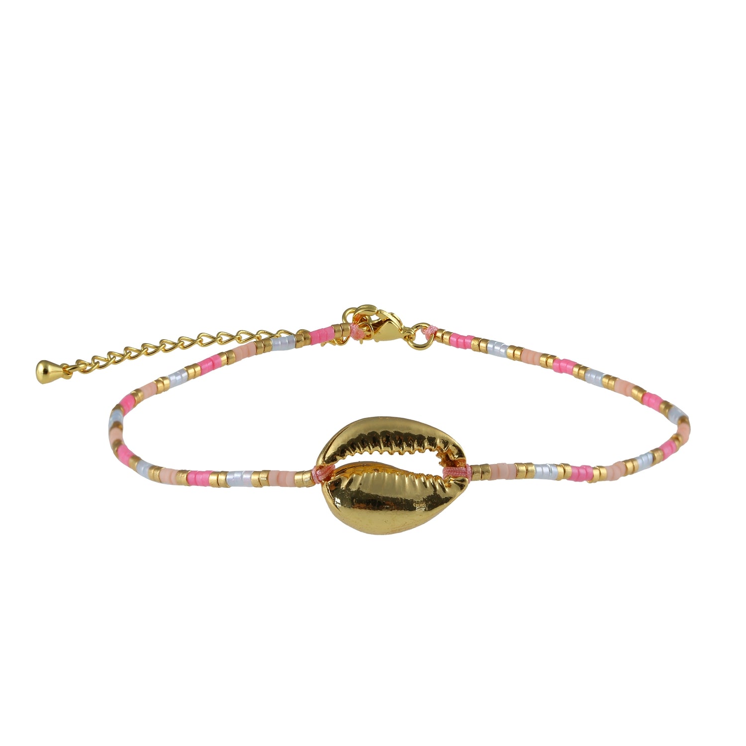 Bryona Pink Beaded Shell Anklet