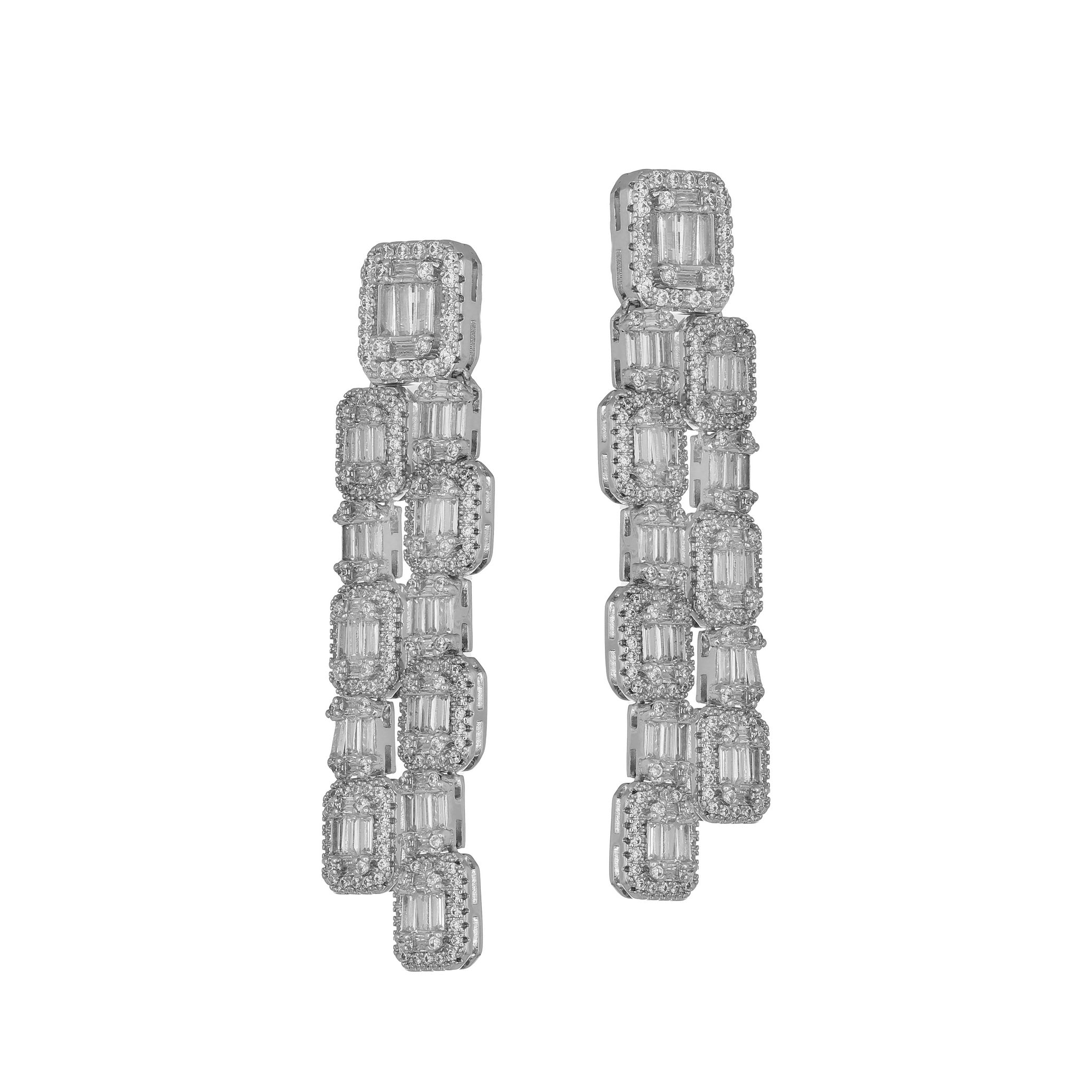 Indy Baguette Illusion Evening Earrings