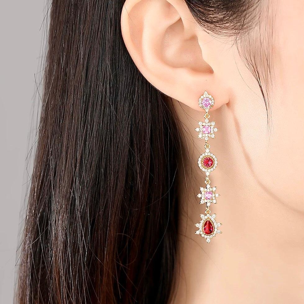 Jolina Mixed Ruby Evening Earrings