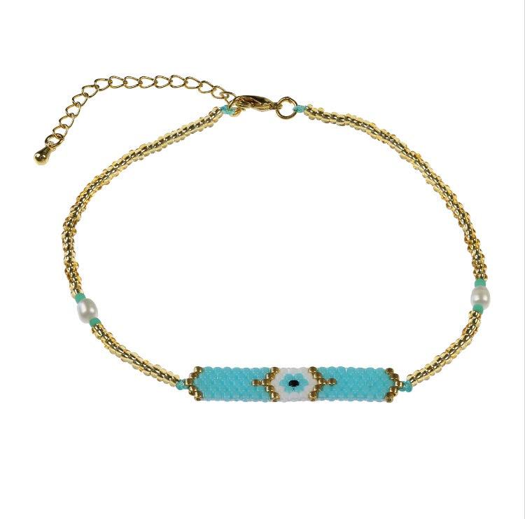 All Seeing Eye Golden Beaded Anklet